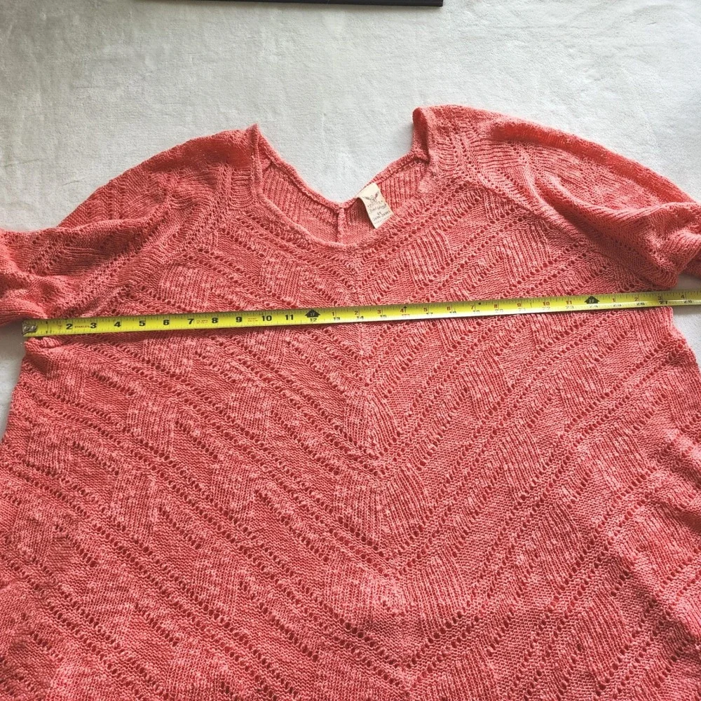 Faded Glory Cosmo Coral Pointelle Knit V-Neck Kimono Sleeve Sweater Top 4X Plus